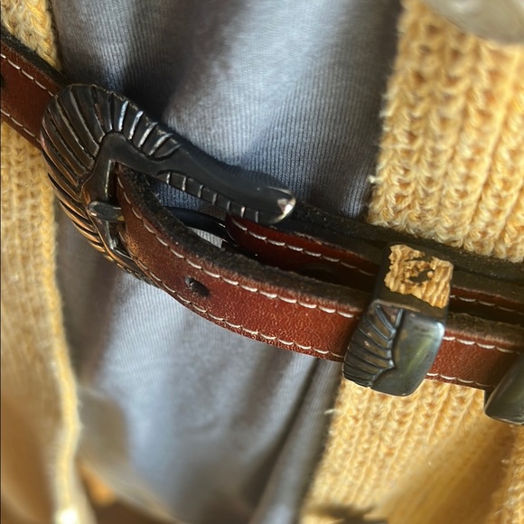 Vintage Braided Leather Buffalo Nickel Belt SMALL